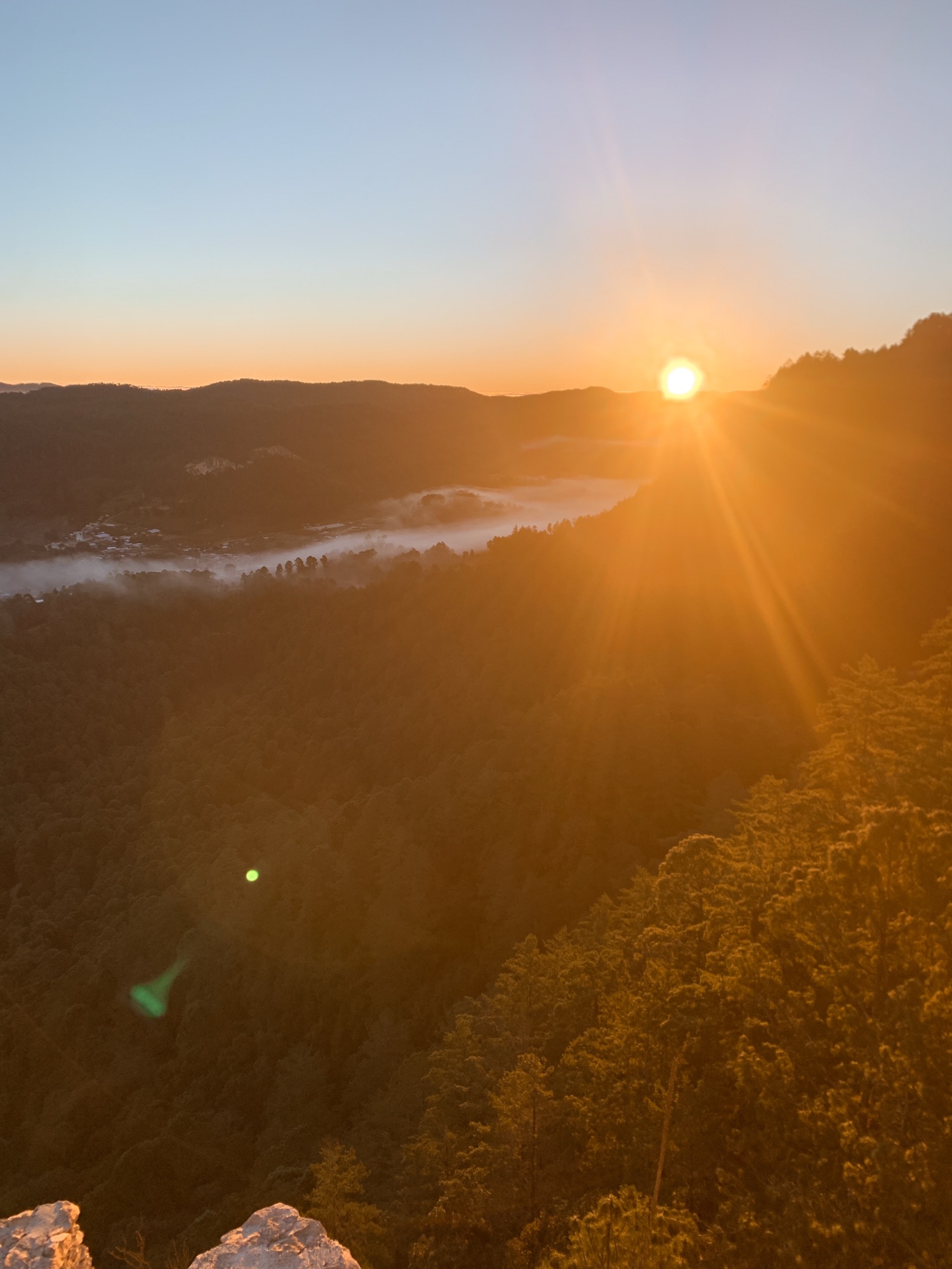 San Cristobal sunrise just as the sun breaks the horizon